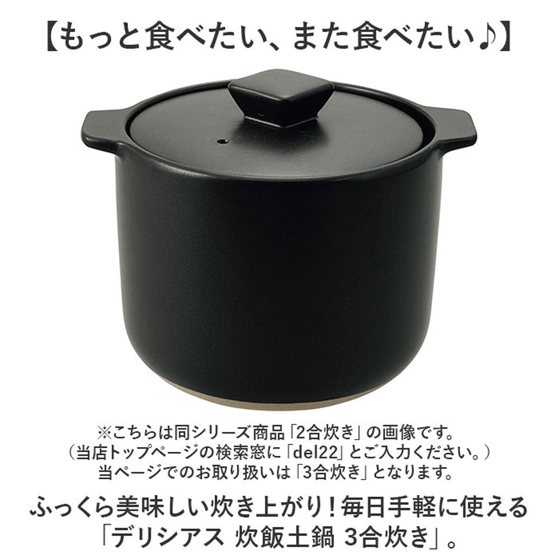 バックヤードファミリー BACKYARD FAMILY デリシアス 炊飯土鍋 3合炊き 【返品不可商品】 （ブラック） ブラック