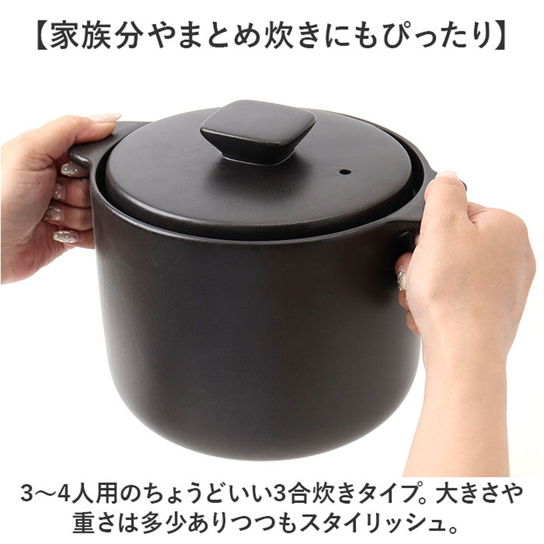 バックヤードファミリー BACKYARD FAMILY デリシアス 炊飯土鍋 3合炊き 【返品不可商品】 （ブラック） ブラック