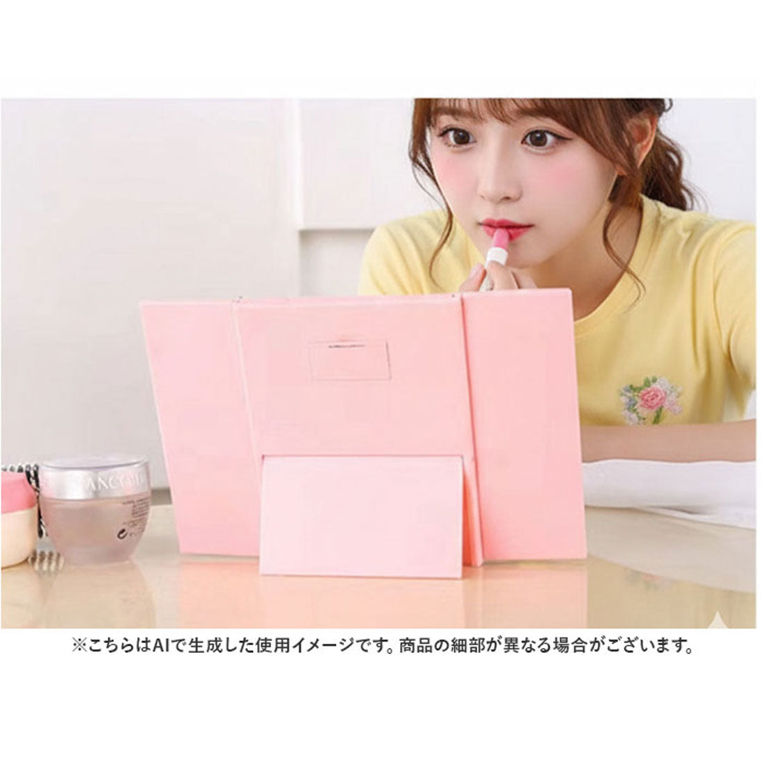 バックヤードファミリー BACKYARD FAMILY ミラー 三面鏡 電池式 （ピンク） ピンク