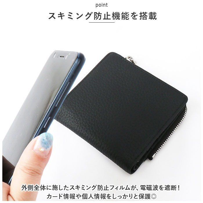 バックヤードファミリー BACKYARD FAMILY Blanc Pomme 牛革 スキミング防止 薄型二つ折り財布 （カーキ） カーキ