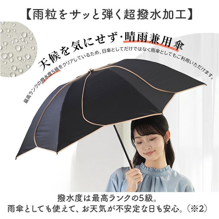 バックヤードファミリー BACKYARD FAMILY colon AMERI ラタン深張 花びら ショート丈日傘 （パープルxオフ） パープルxオフ