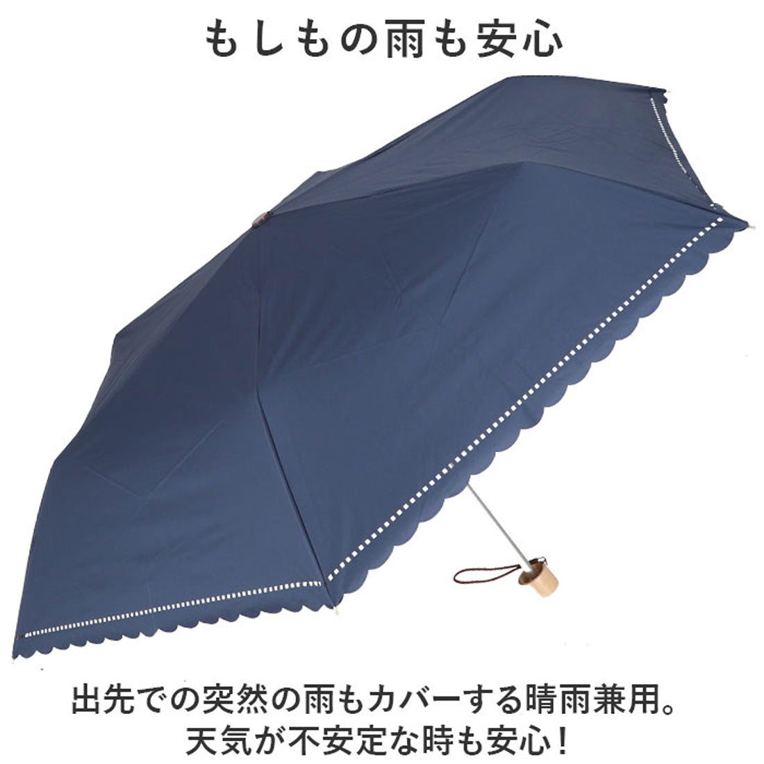 バックヤードファミリー BACKYARD FAMILY ブラックコーティング 晴雨兼用 ヒートカット 50cm 折りたたみ傘 （ネイビー） ネイビー