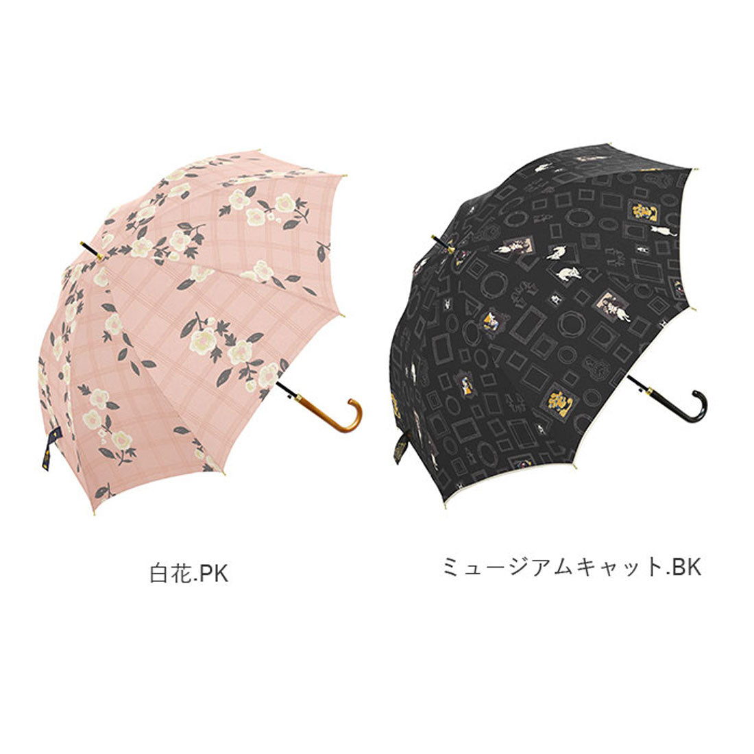 バックヤードファミリー BACKYARD FAMILY 60BJ 耐風 グラスファイバー ジャンプ傘 60cm （小花と猫/オフホワイト） 小花と猫/オフホワイト