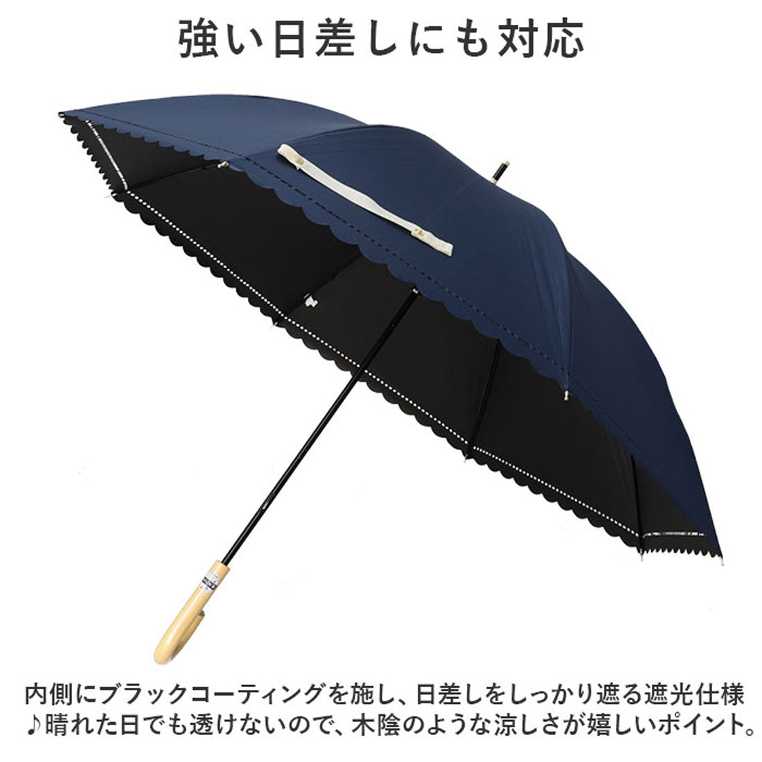 バックヤードファミリー BACKYARD FAMILY ブラックコーティング 晴雨兼用 ヒートカット 50cm 手開き傘 （サックス） サックス
