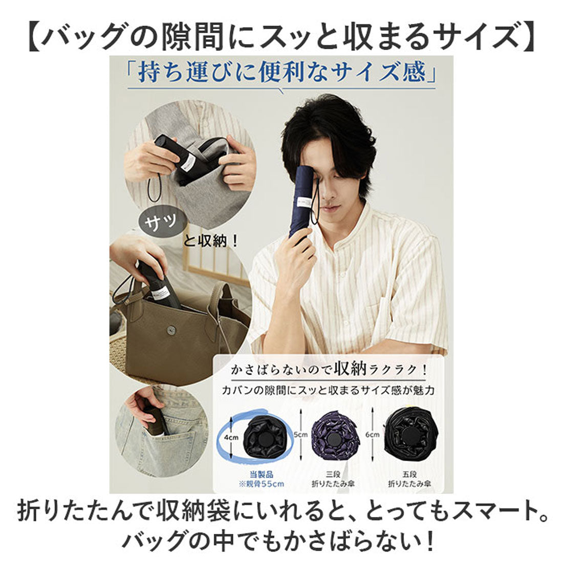 バックヤードファミリー BACKYARD FAMILY U Light 超軽量カーボン折りたたみ雨傘 55cm （グレー） グレー