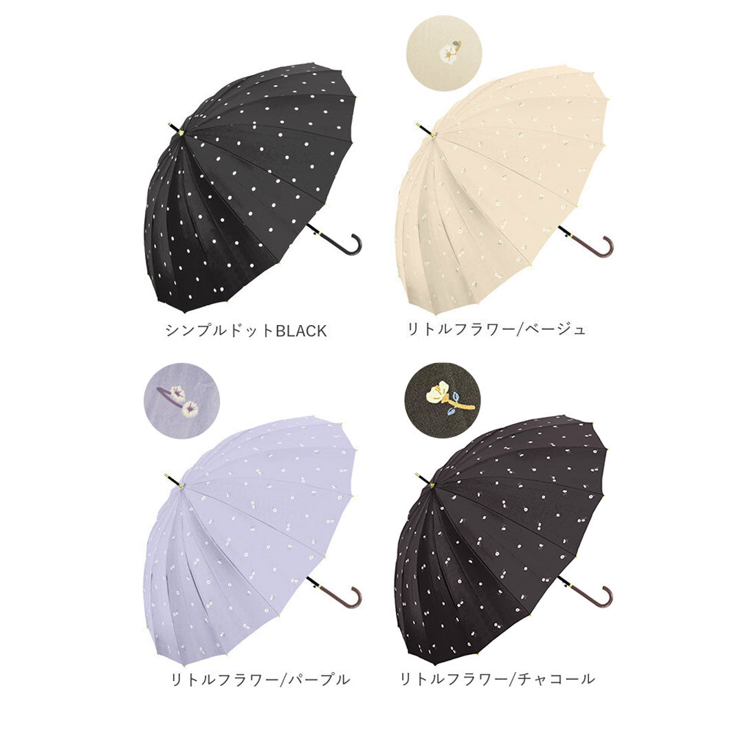 バックヤードファミリー BACKYARD FAMILY Natural basic レディース 傘 16本骨 55cm （リトルフラワー/チャコール） リトルフラワー/チャコール