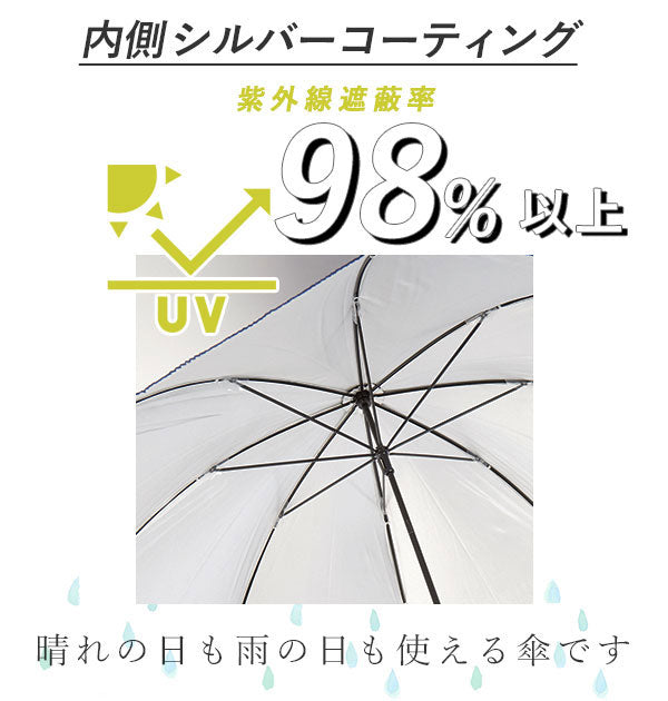 ノーブランド No Brand 晴雨兼用 シルバーコーティング 長傘