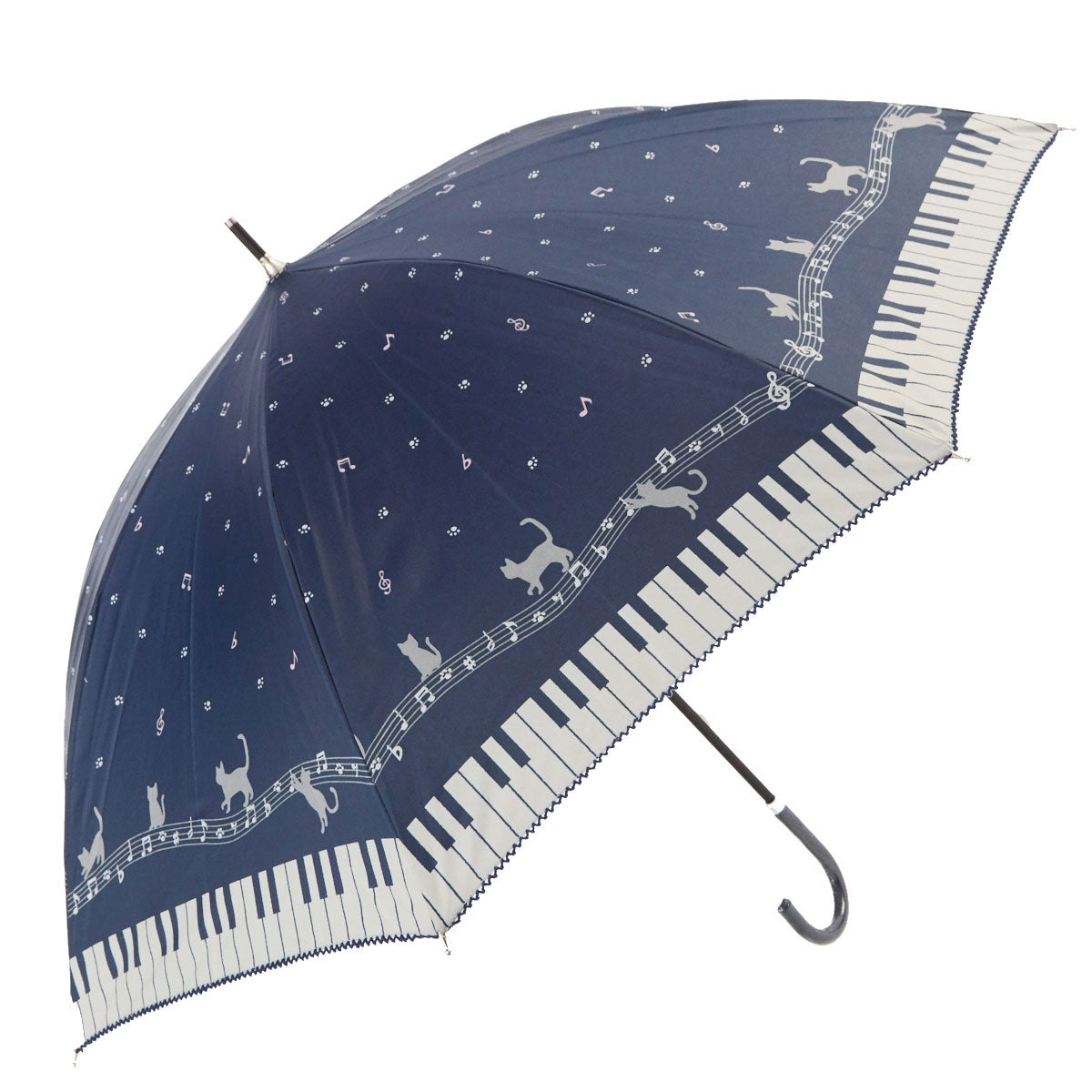ノーブランド No Brand 晴雨兼用 シルバーコーティング 長傘,ネイビー_19180.メロディキャッツ