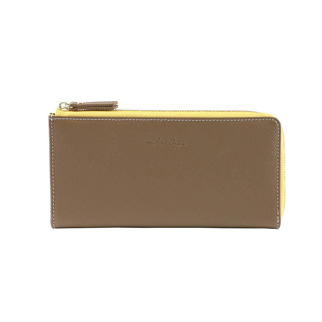 バックヤードファミリー BACKYARD FAMILY Digne レザースリムロングウォレット byLIZDAYS （グレーベージュxイエロー） グレーベージュxイエロー
