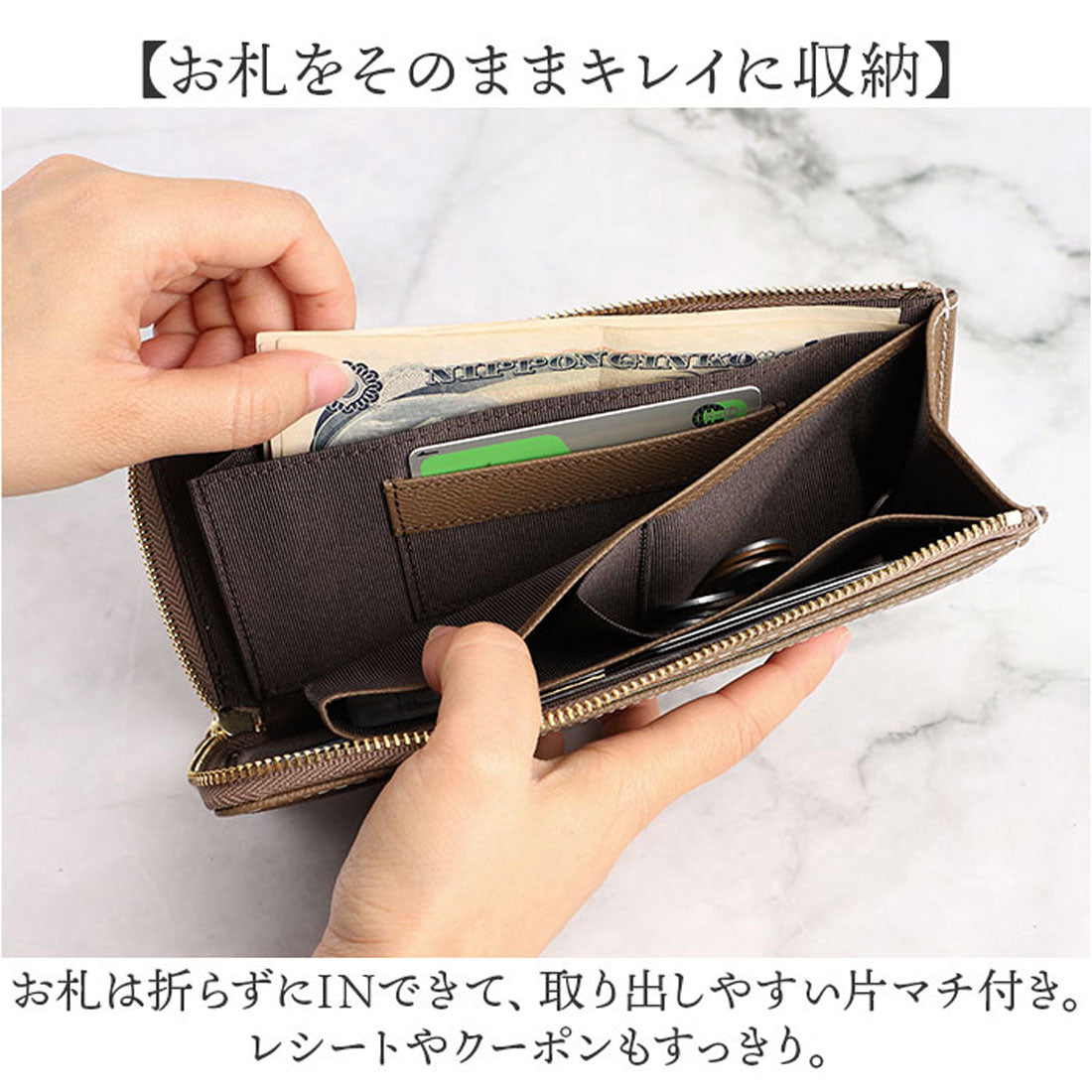 バックヤードファミリー BACKYARD FAMILY Digne レザースリムロングウォレット byLIZDAYS （グレーベージュxイエロー） グレーベージュxイエロー