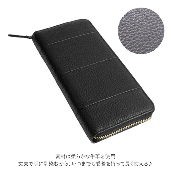 ノーブランド No Brand RafiCaro レザーラウンドファスナー長財布