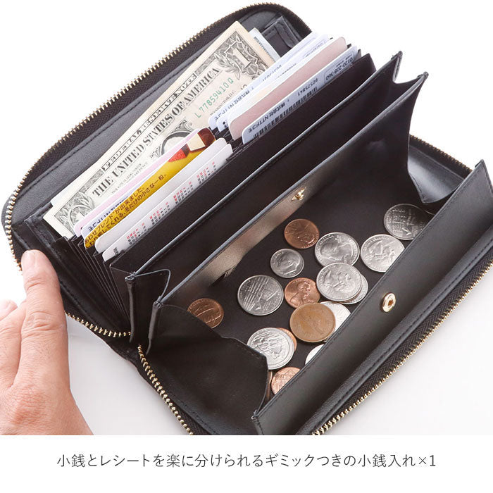 ノーブランド No Brand RafiCaro レザーラウンドファスナー長財布