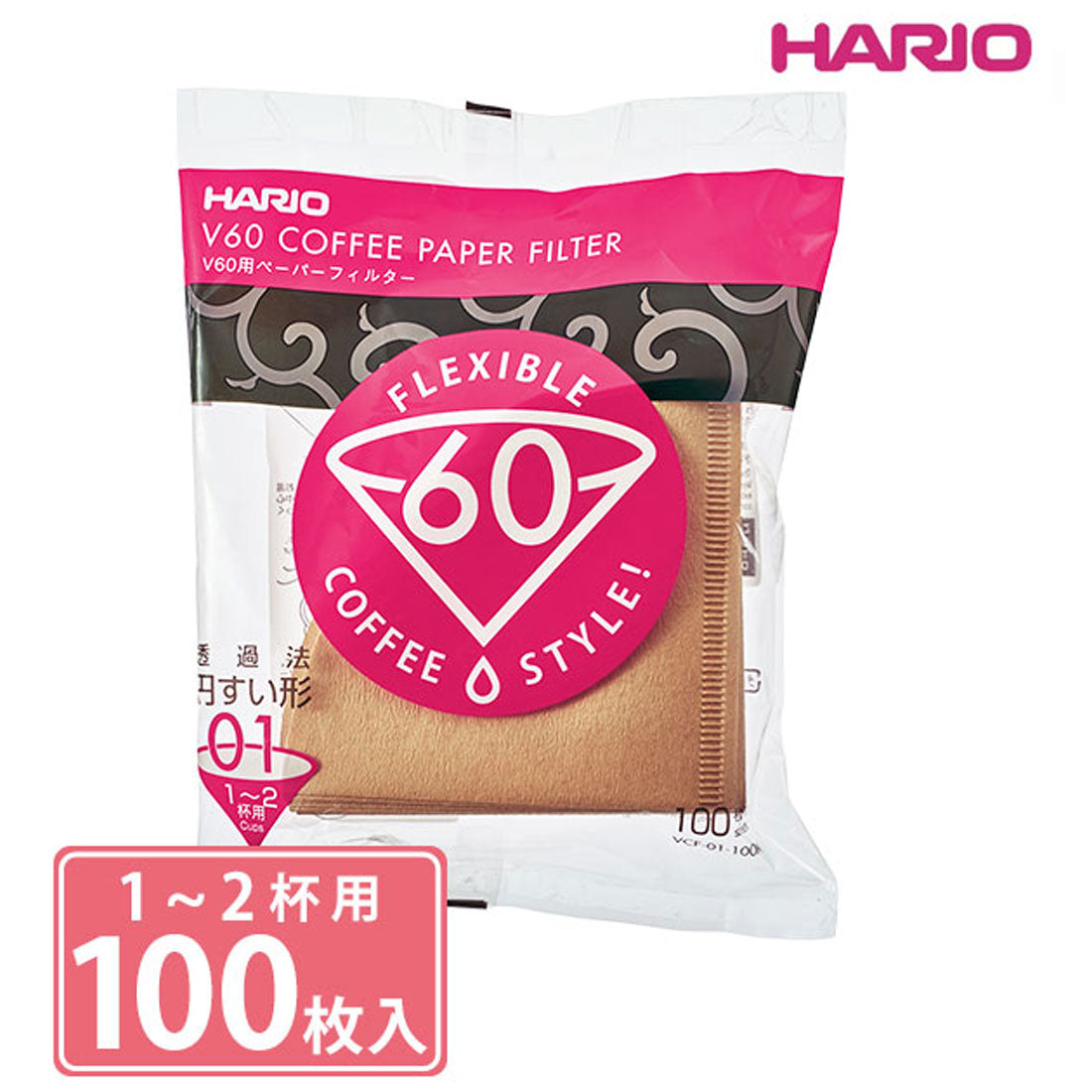 バックヤードファミリー BACKYARD FAMILY ハリオ HARIO #VCF-01-100M V60用ペーパーフィルター ベージュ 1?2杯用 100枚入り （ベージュ/100枚入/1?2杯用） ベージュ/100枚入/1?2杯用