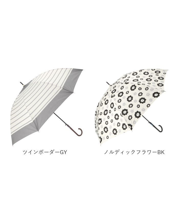 バックヤードファミリー BACKYARD FAMILY amusant sous la pluie 60cmBJ 耐風 スリム 長傘 （ノルディックフラワーBL） ノルディックフラワーBL