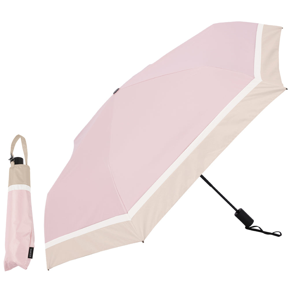 バックヤードファミリー BACKYARD FAMILY 自動開閉折りたたみ日傘 晴雨兼用 完全遮光 53cm （ピンクxベージュ） ピンクxベージュ