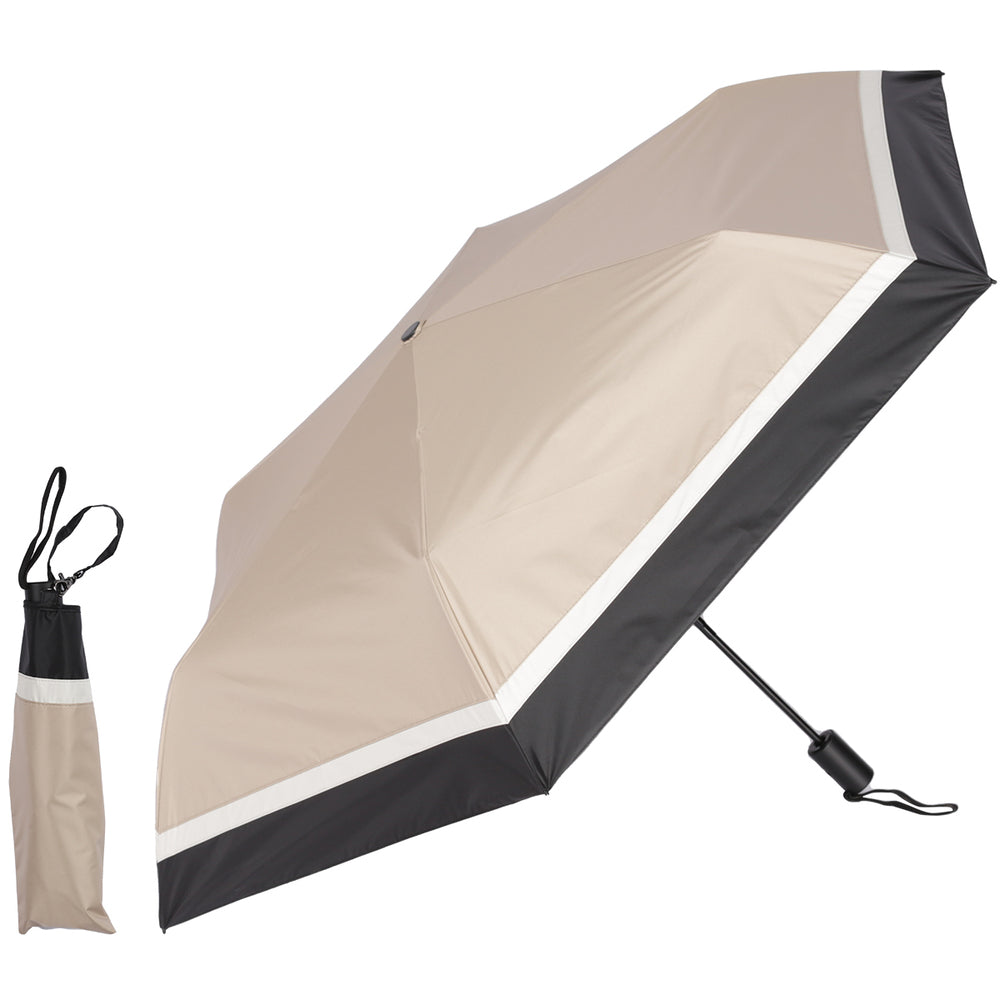 バックヤードファミリー BACKYARD FAMILY 自動開閉折りたたみ日傘 晴雨兼用 完全遮光 53cm （ベージュxブラック） ベージュxブラック