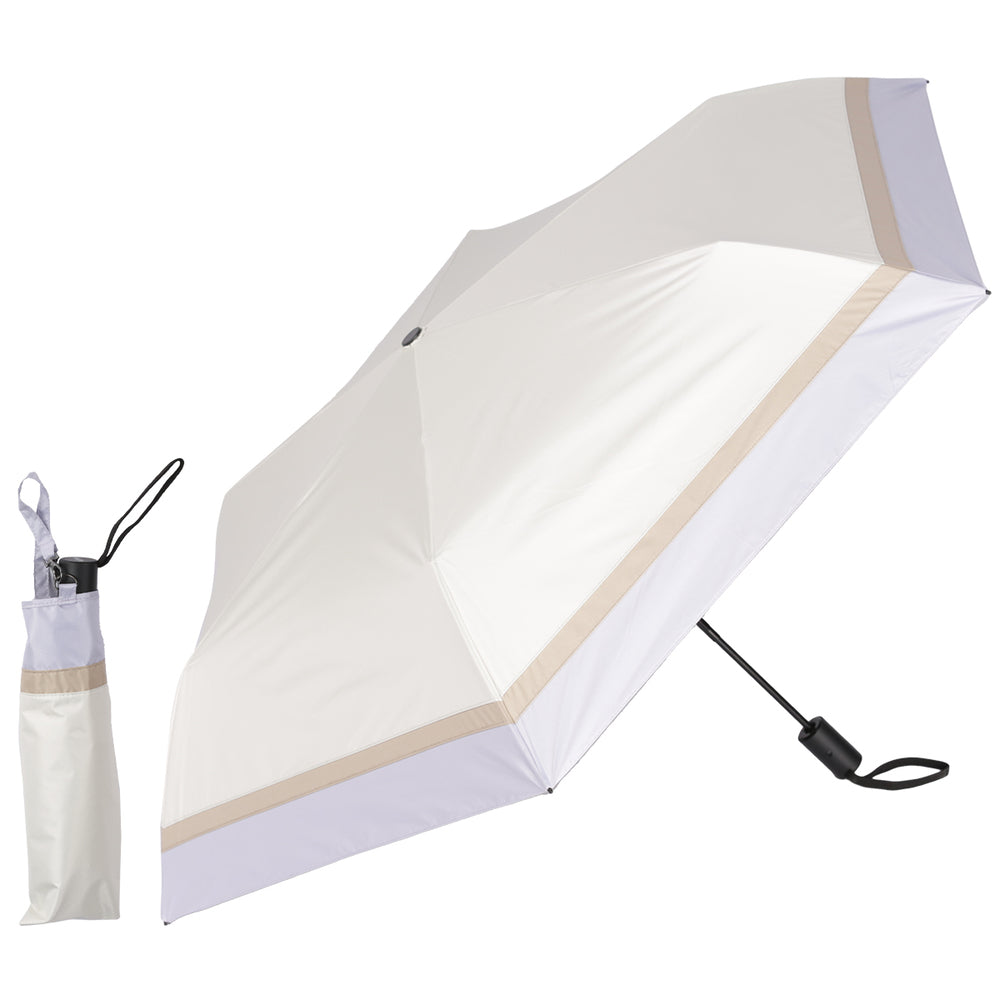 バックヤードファミリー BACKYARD FAMILY 自動開閉折りたたみ日傘 晴雨兼用 完全遮光 53cm （オフxパープル） オフxパープル