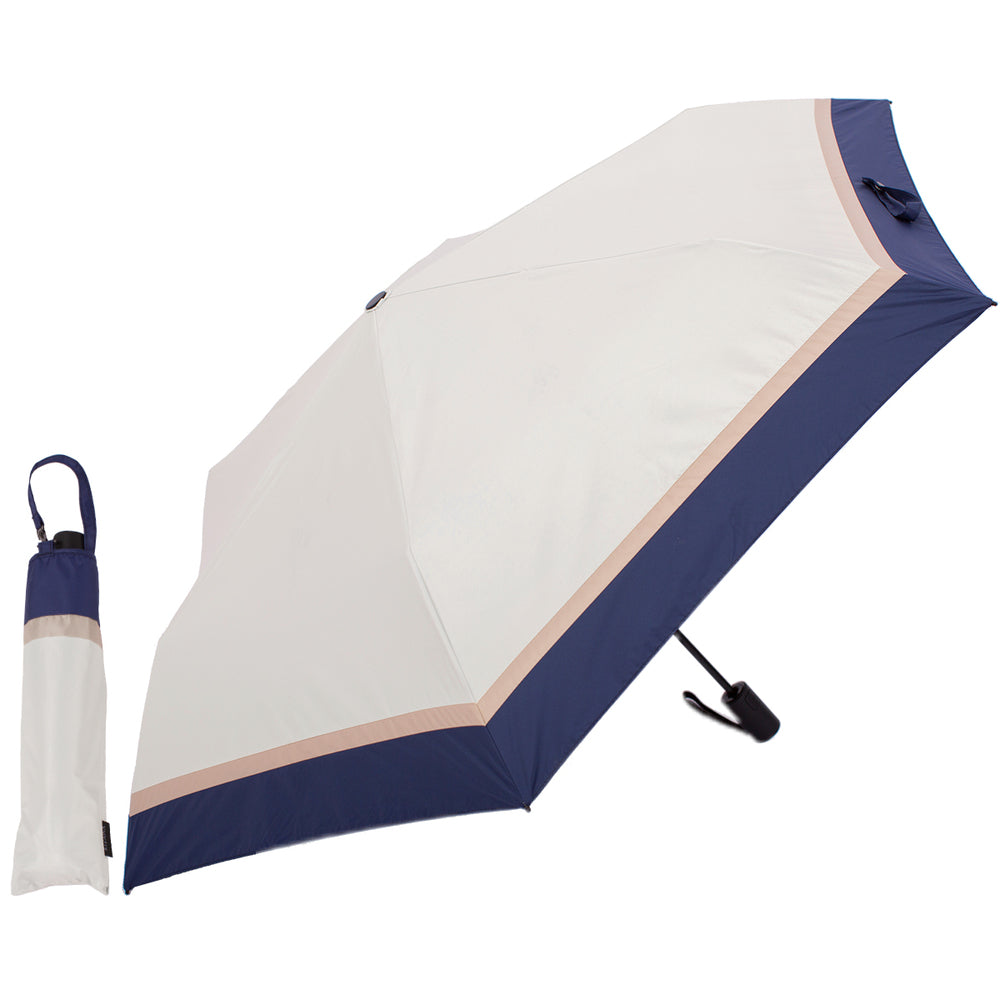 バックヤードファミリー BACKYARD FAMILY 自動開閉折りたたみ日傘 晴雨兼用 完全遮光 53cm （オフxネイビー） オフxネイビー