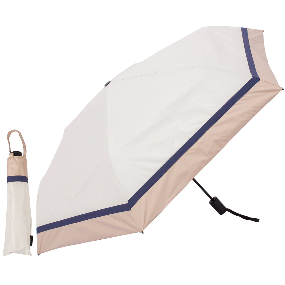 バックヤードファミリー BACKYARD FAMILY 自動開閉折りたたみ日傘 晴雨兼用 完全遮光 53cm （オフxベージュ） オフxベージュ