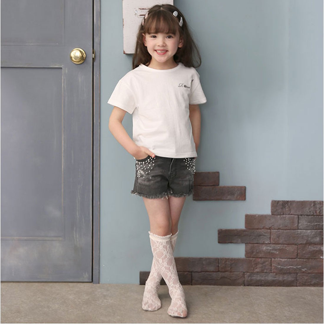 バックヤードファミリー BACKYARD FAMILY Rora ローラ エステラ デニム ショートパンツ （チャコールグレー） チャコールグレー