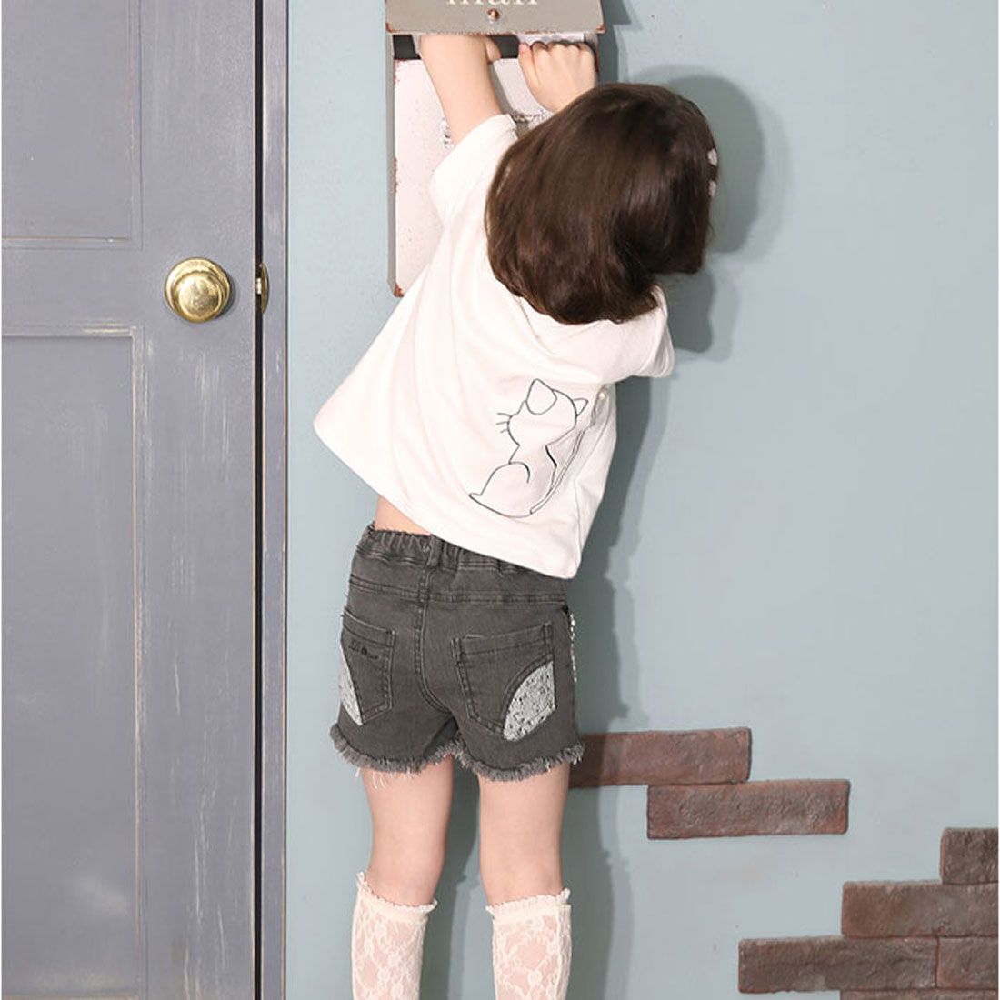 バックヤードファミリー BACKYARD FAMILY Rora ローラ エステラ デニム ショートパンツ （チャコールグレー） チャコールグレー