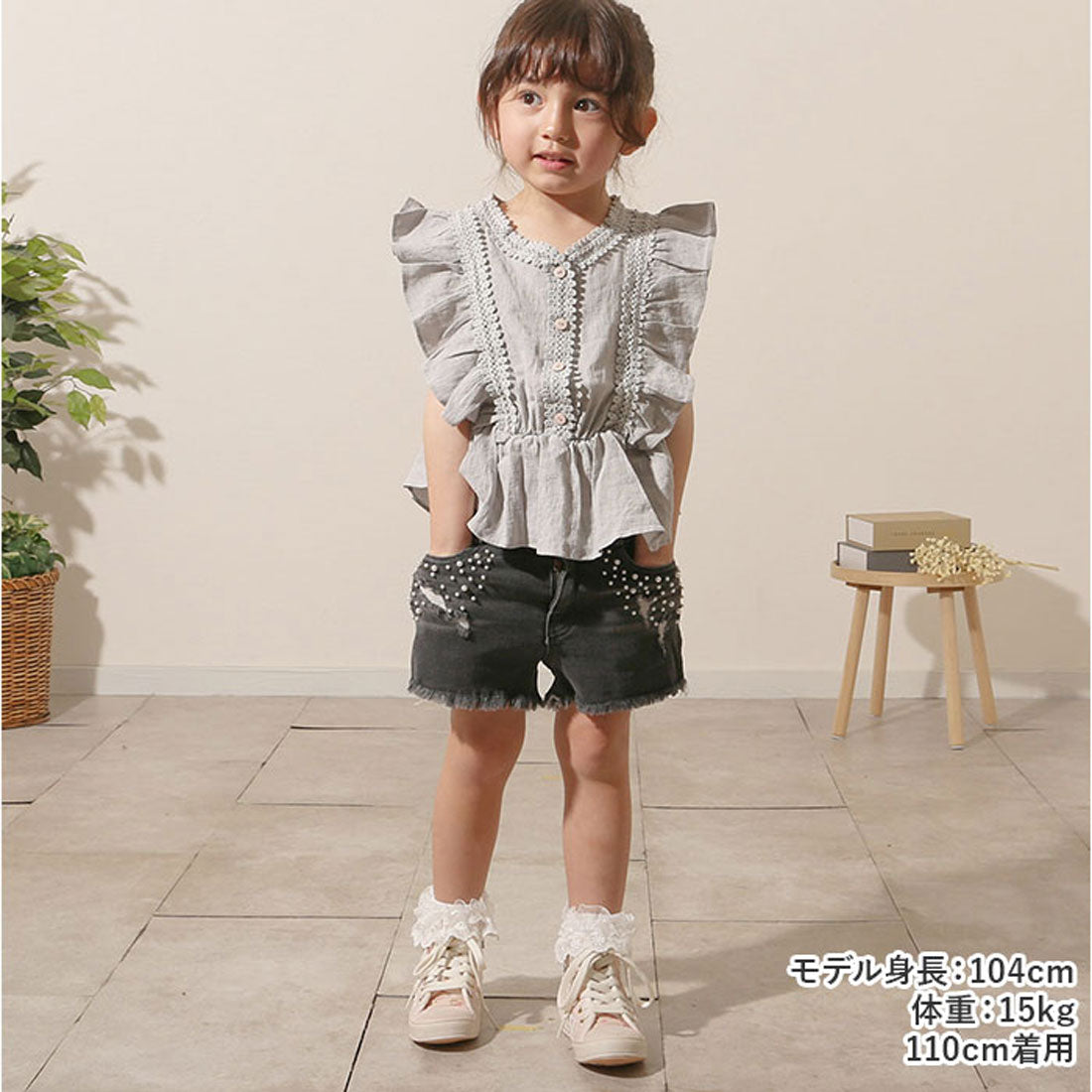 バックヤードファミリー BACKYARD FAMILY Rora ローラ エステラ デニム ショートパンツ （チャコールグレー） チャコールグレー