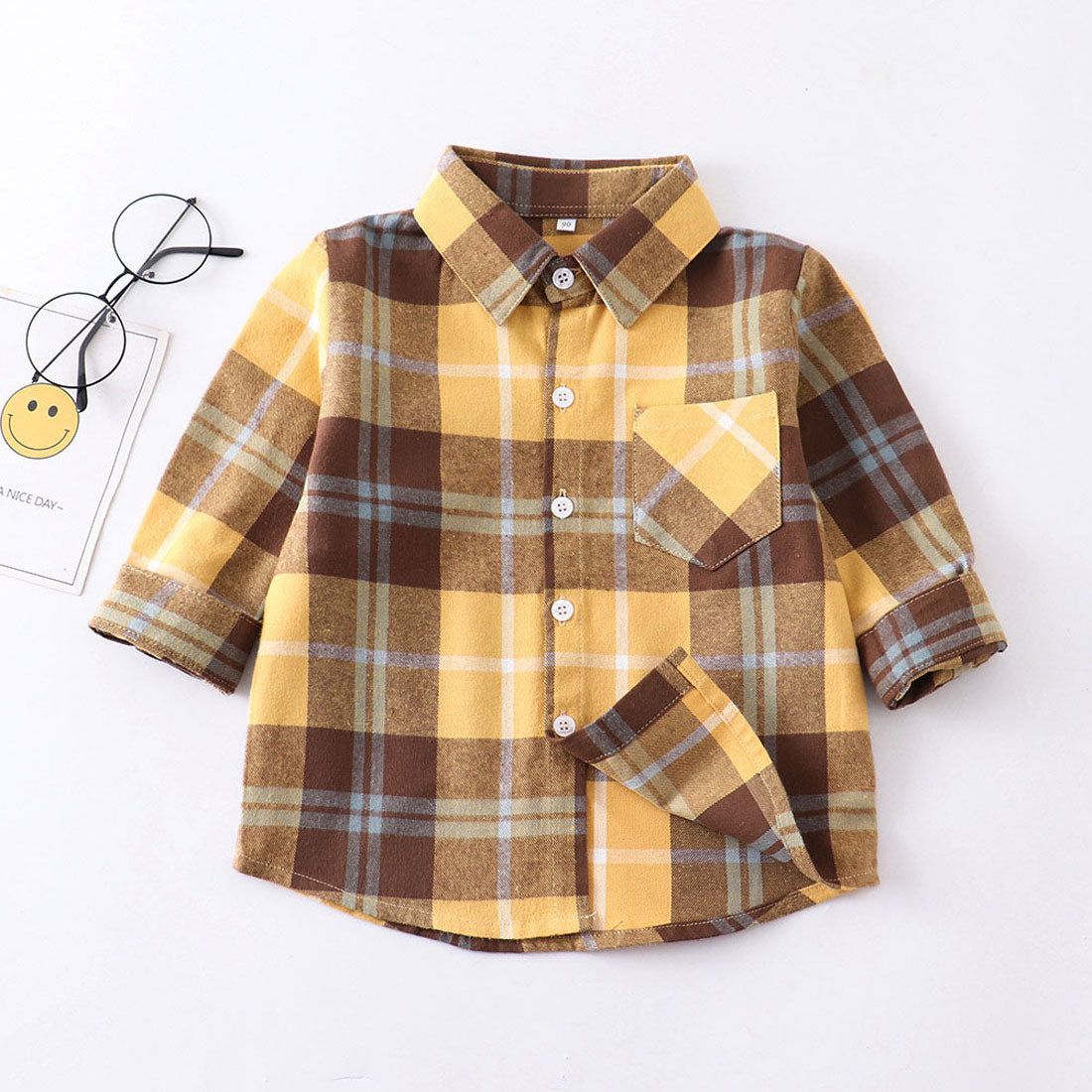 バックヤードファミリー BACKYARD FAMILY シャツ キッズ ネルシャツ 子供服,ブラウン×イエロー