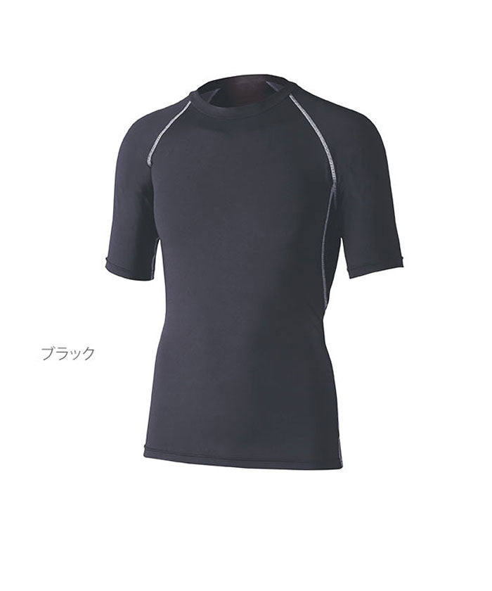 ノーブランド No Brand 冷感消臭パワーストレッチ 半袖クルーネックシャツ,ブラック