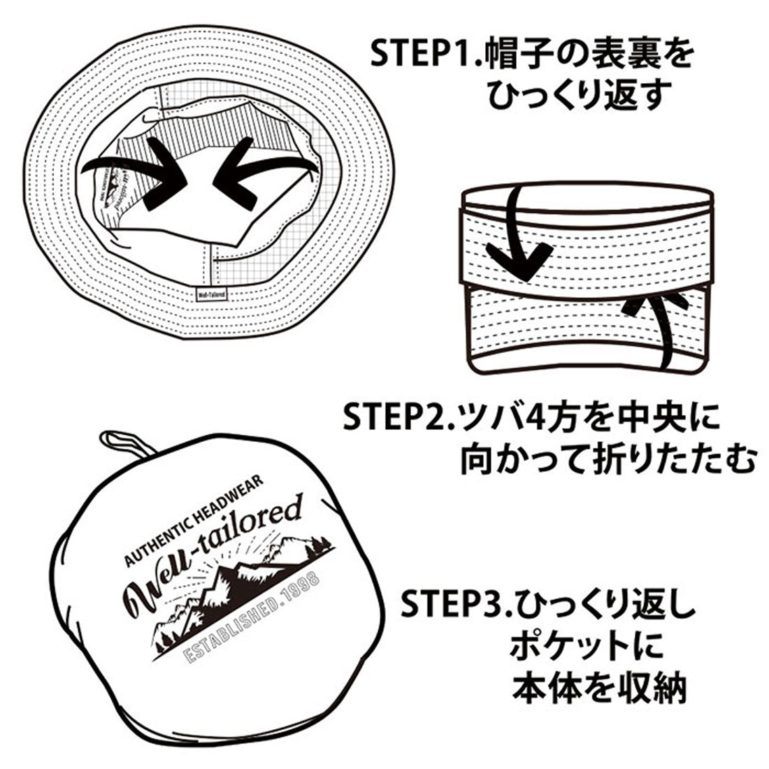 バックヤードファミリー BACKYARD FAMILY PACKABLE BUCKET HAT （Black） Black
