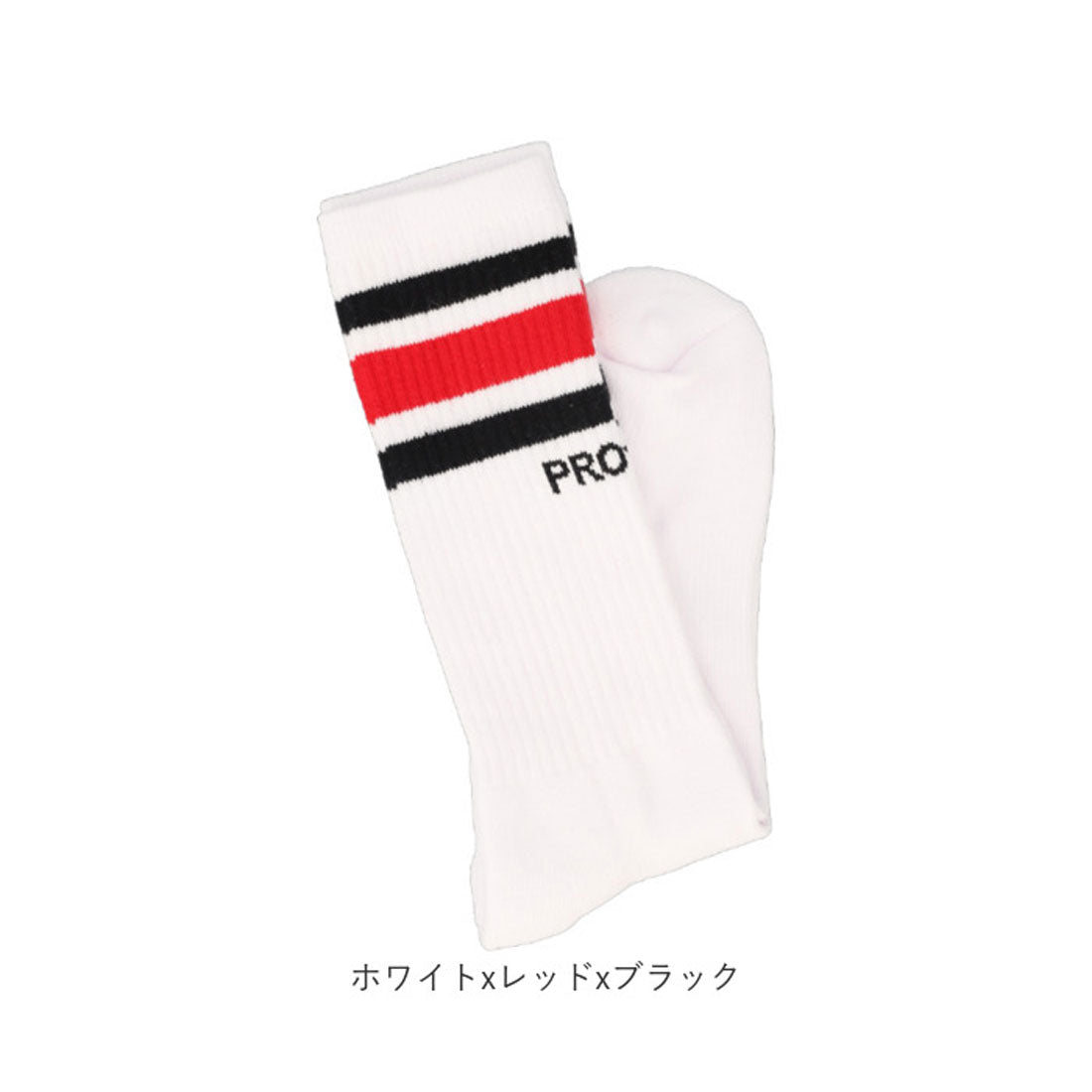 バックヤードファミリー BACKYARD FAMILY PRO CLUB プロクラブ 183 クルーソックス （ホワイトxレッドxブラック） ホワイトxレッドxブラック