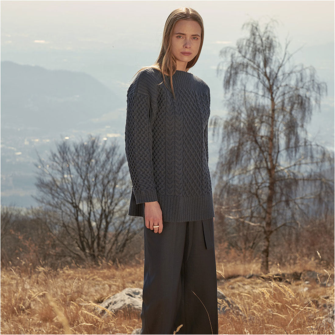 バックヤードファミリー BACKYARD FAMILY ボードネックケーブルニット （white） white