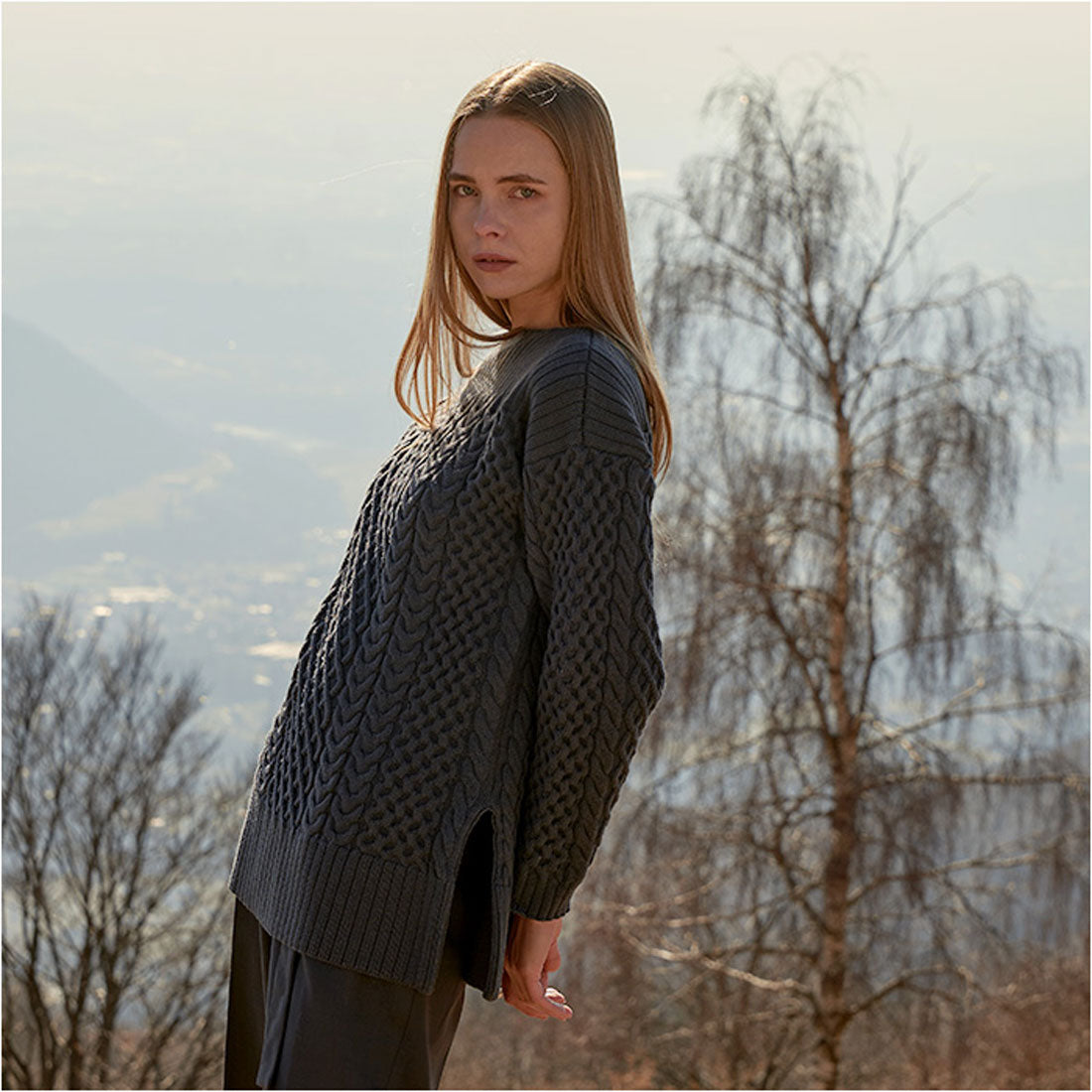 バックヤードファミリー BACKYARD FAMILY ボードネックケーブルニット （white） white