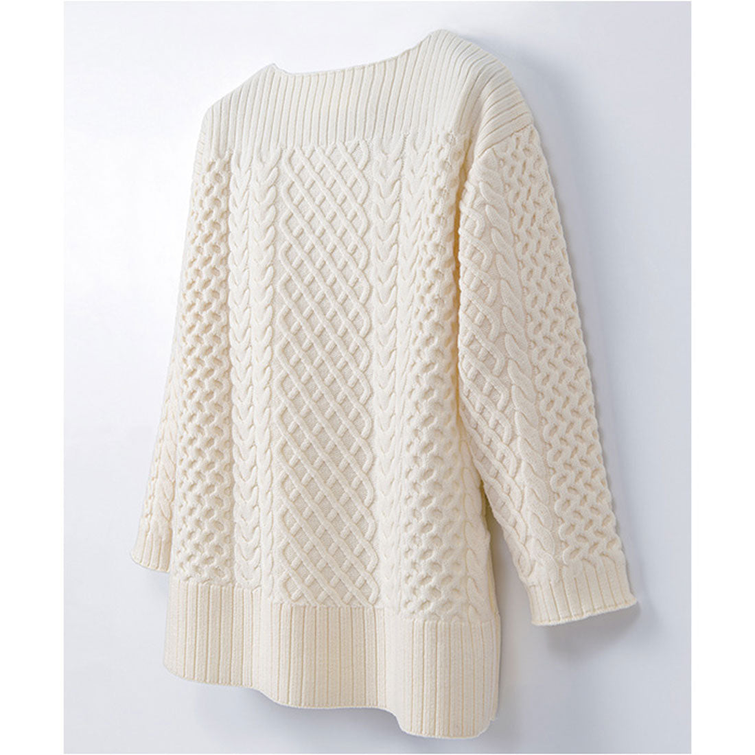 バックヤードファミリー BACKYARD FAMILY ボードネックケーブルニット （white） white