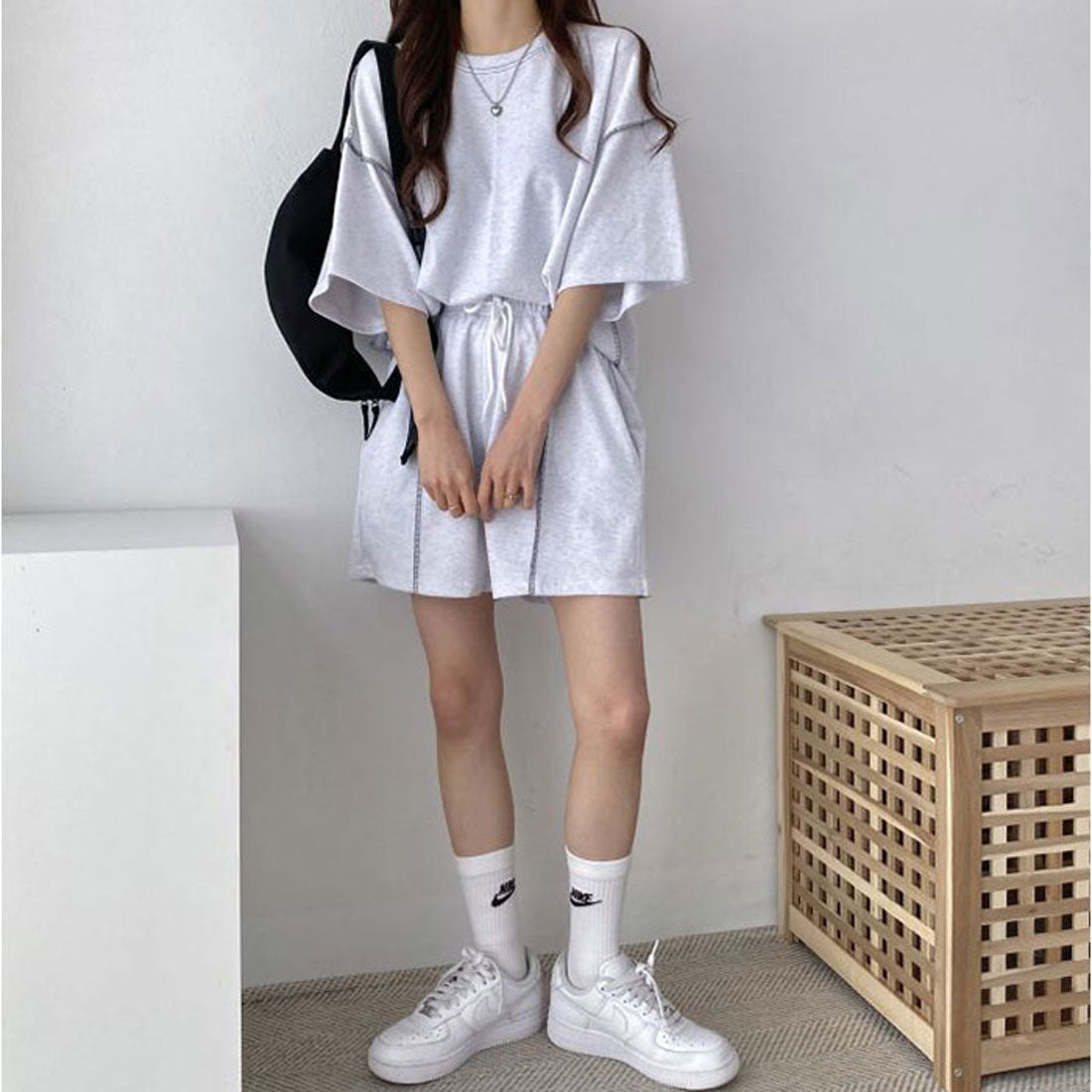 バックヤードファミリー BACKYARD FAMILY ショートパンツ Tシャツ セットアップ （ライトグレー） ライトグレー