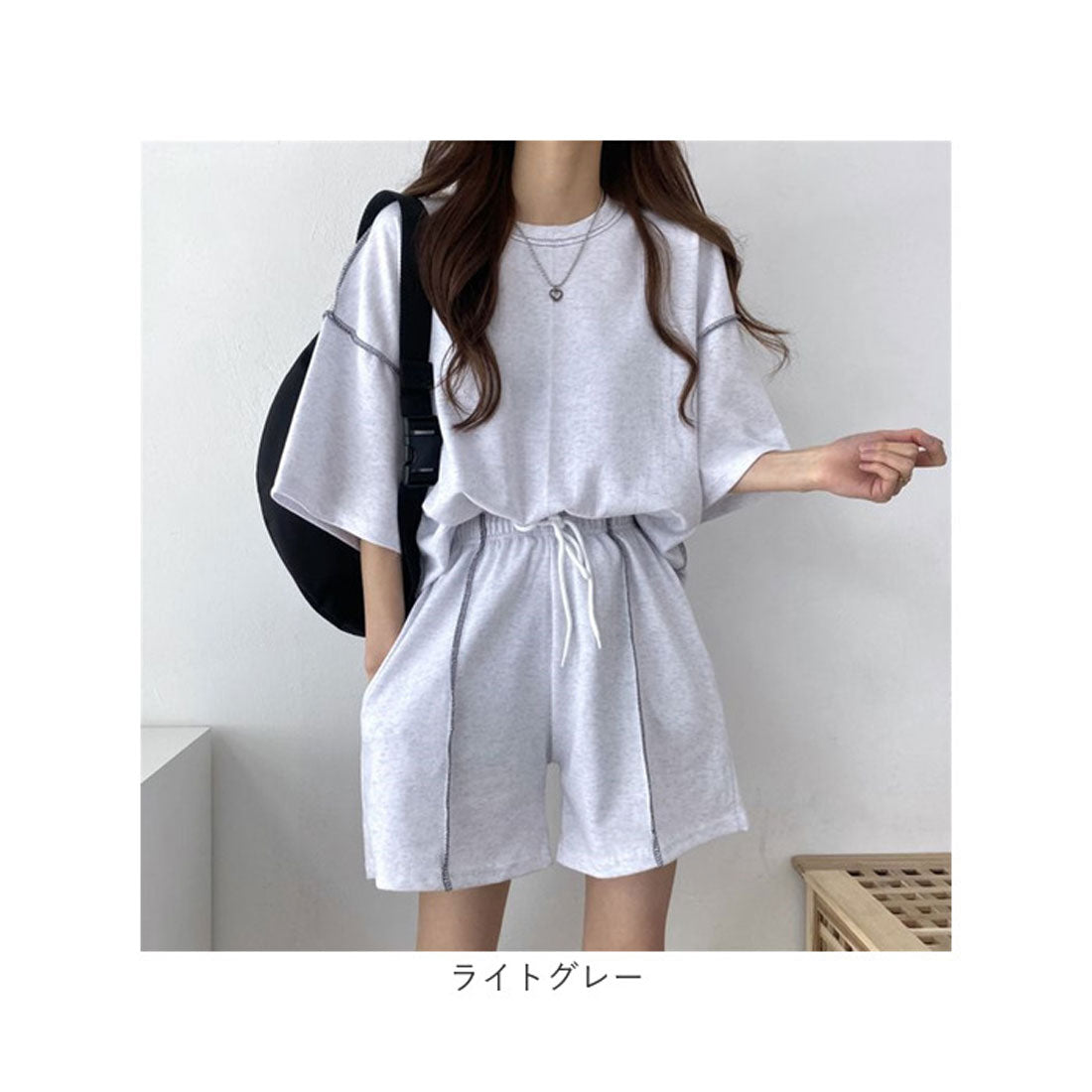 バックヤードファミリー BACKYARD FAMILY ショートパンツ Tシャツ セットアップ （ライトグレー） ライトグレー