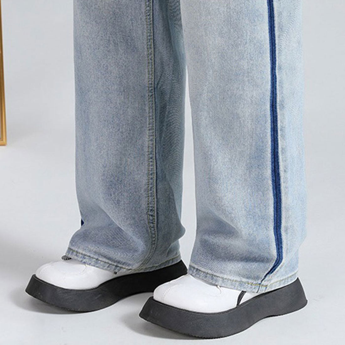 バックヤードファミリー BACKYARD FAMILY ストレート デニムパンツ ハイウエスト （ブルー） ブルー