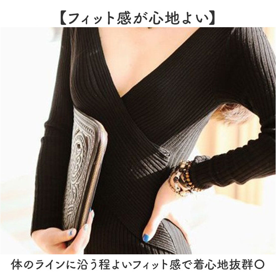 バックヤードファミリー BACKYARD FAMILY ニットワンピース タイト リブ （ホワイト） ホワイト