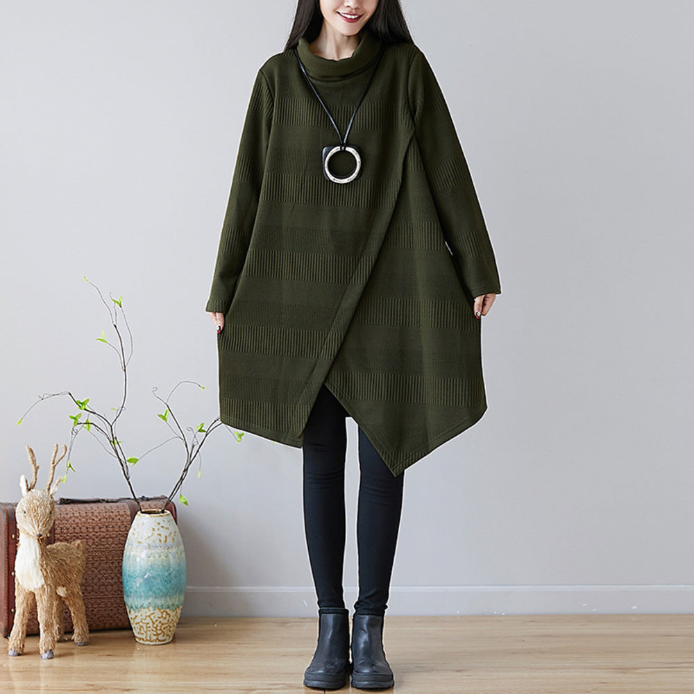 バックヤードファミリー BACKYARD FAMILY ハイネックワンピース 体型カバー 秋 冬 chlu022,カーキ