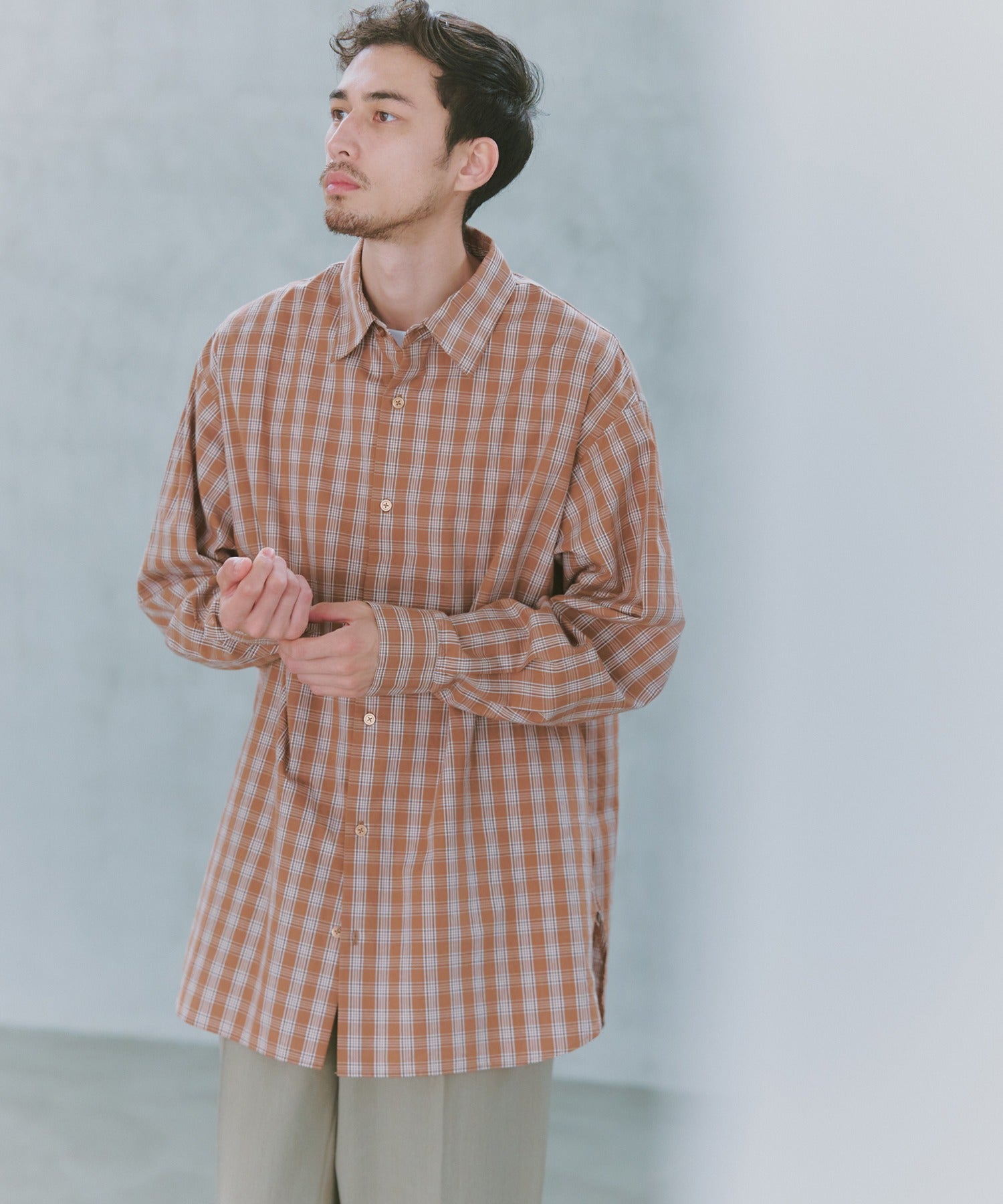 ニュアンス NewAnce New Standard Check Shirts -Over Fit - （ブラウン） ブラウン