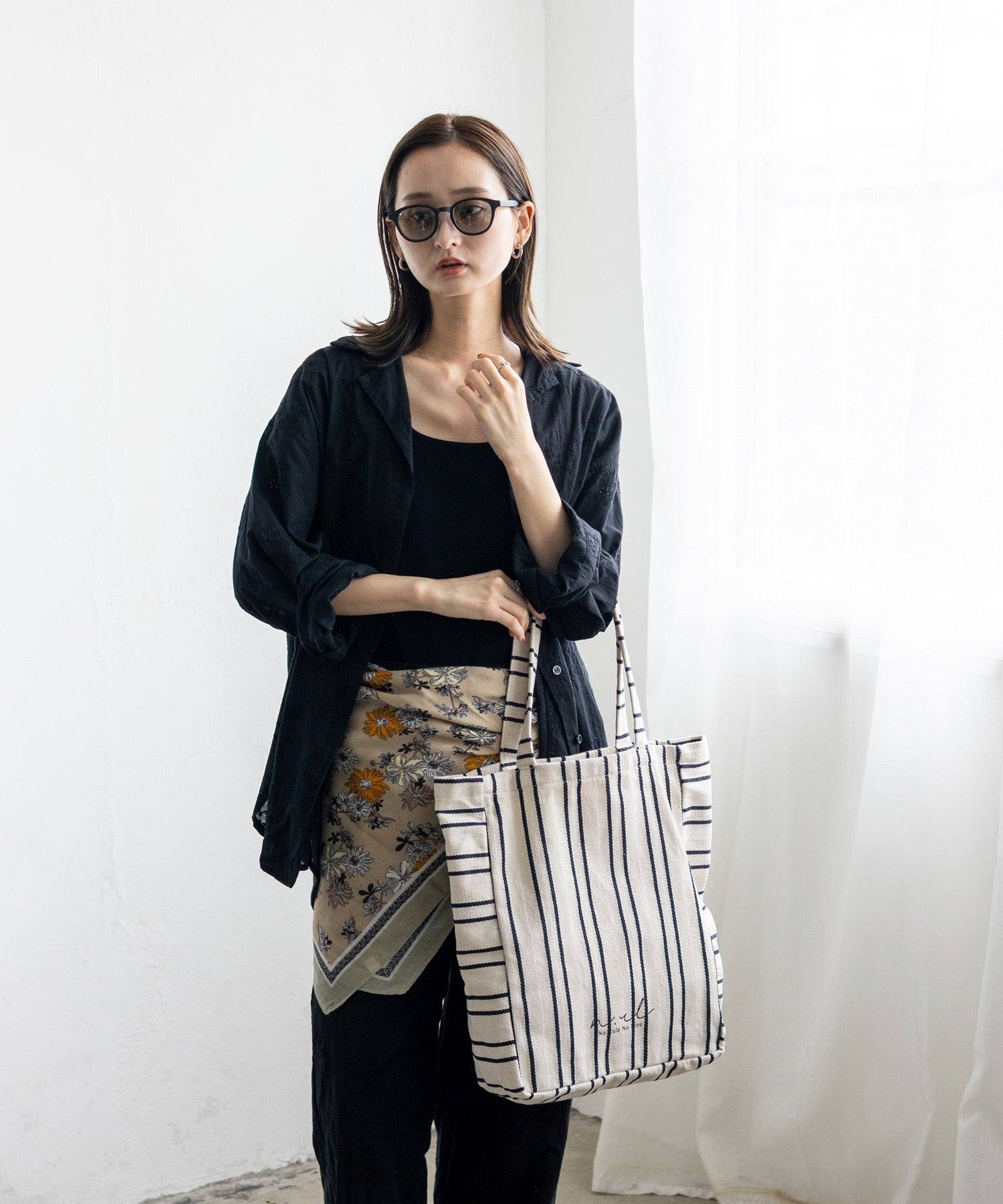 ノールール ノーライン No Rule No Line キャンバスストライプトートバッグ （IVORY） IVORY