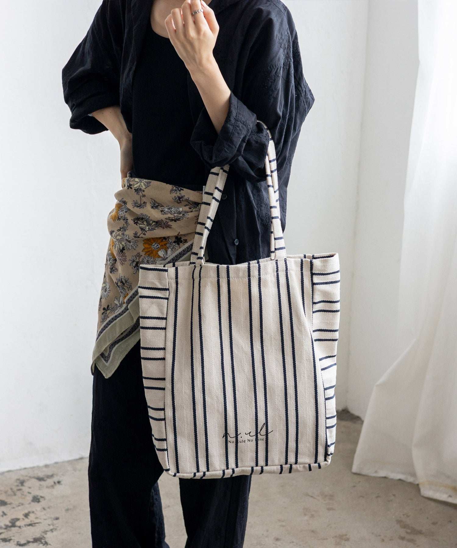 ノールール ノーライン No Rule No Line キャンバスストライプトートバッグ （IVORY） IVORY