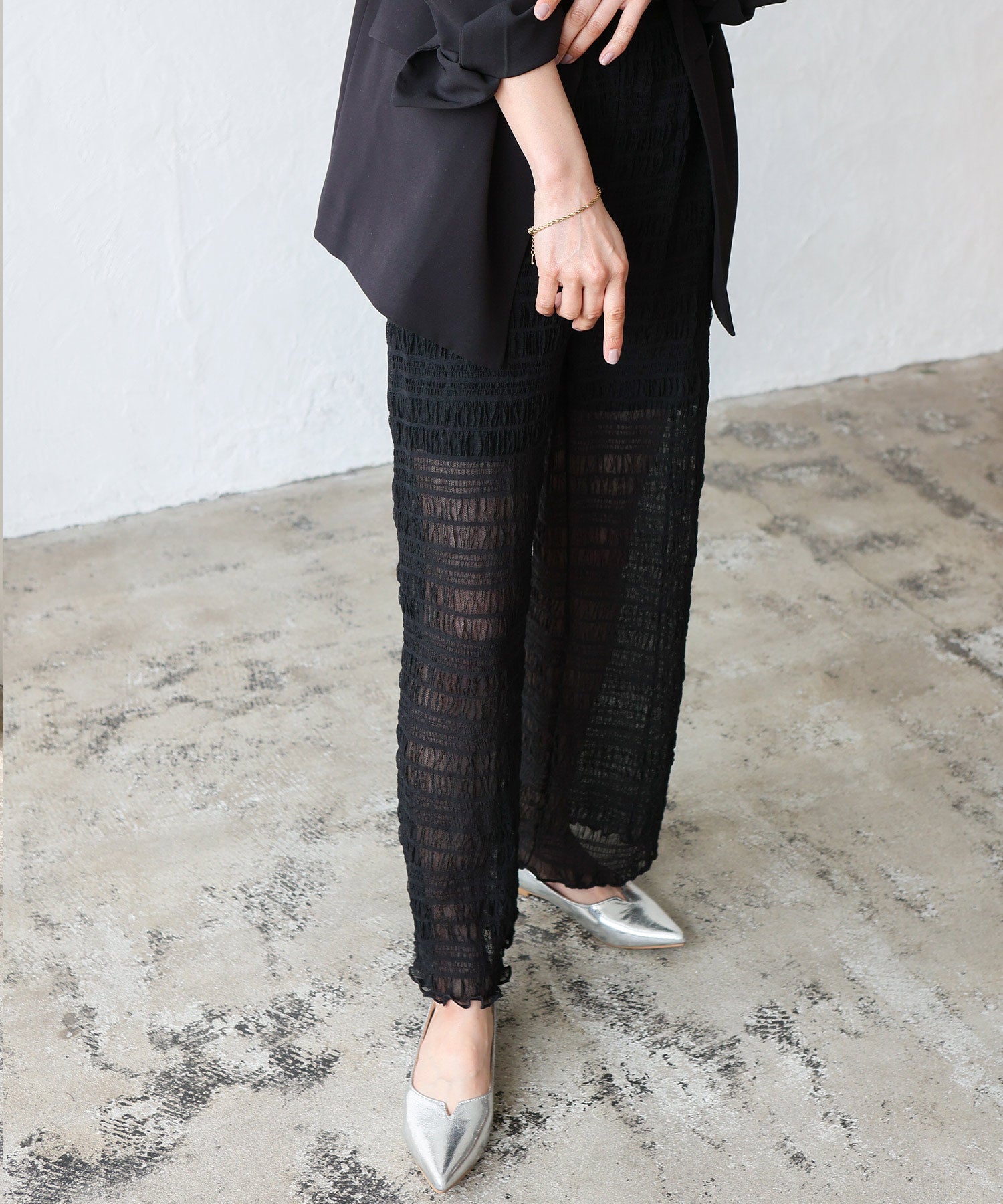 ノールール ノーライン No Rule No Line レイヤード風シアーチュールパンツ （BLACK） BLACK