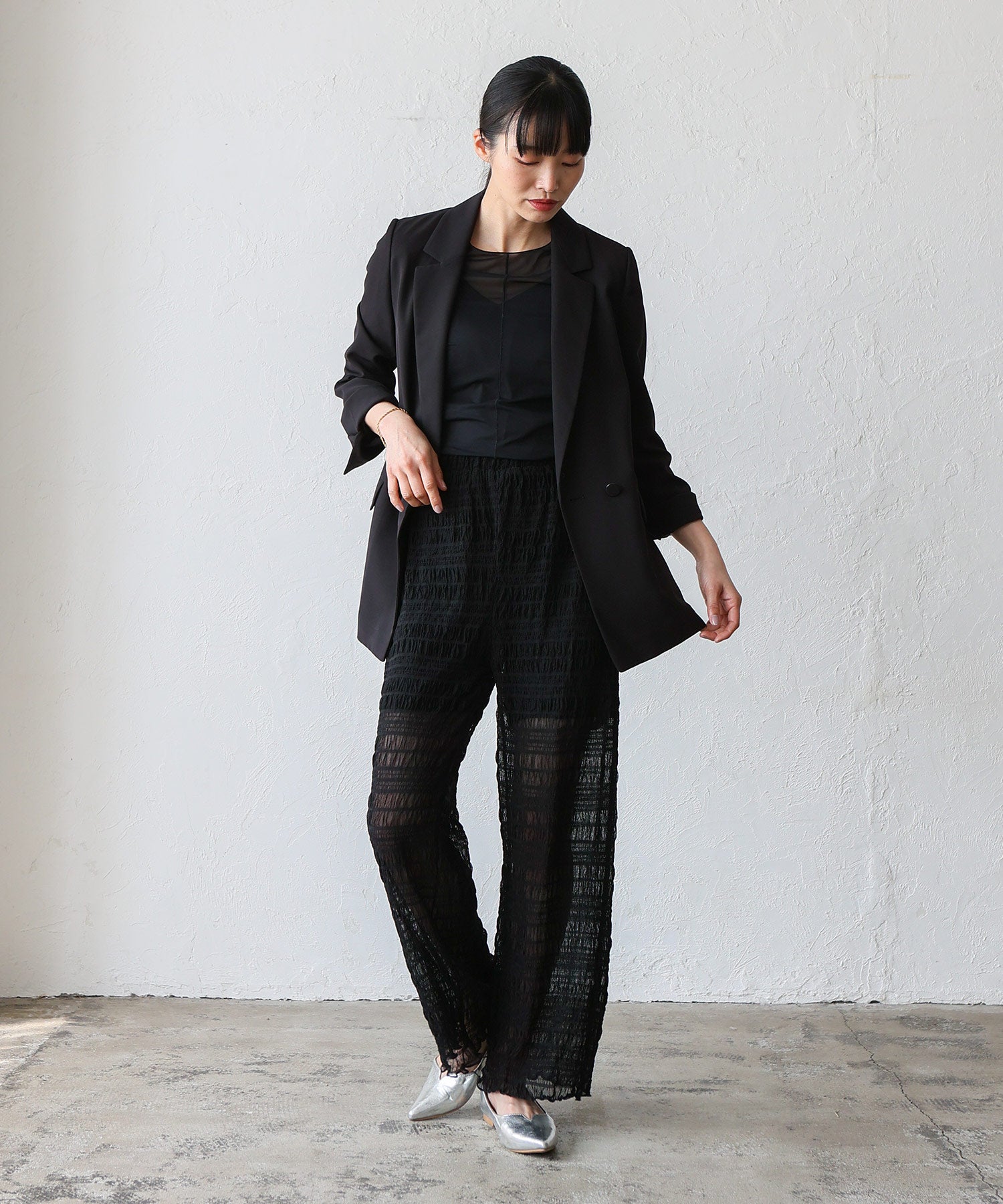 ノールール ノーライン No Rule No Line レイヤード風シアーチュールパンツ （BLACK） BLACK