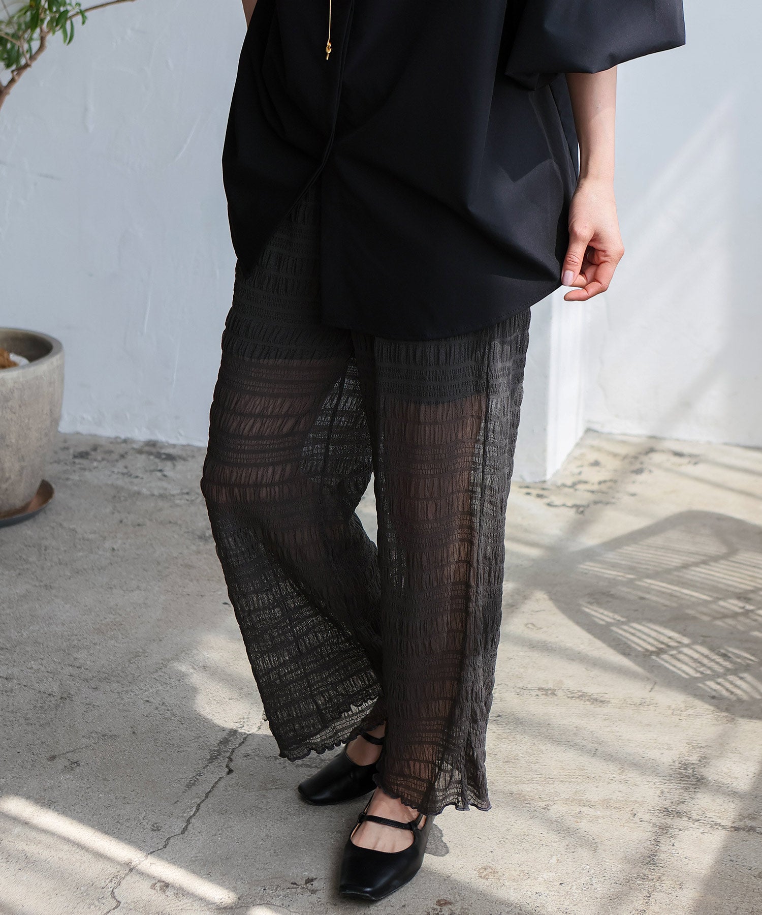 ノールール ノーライン No Rule No Line レイヤード風シアーチュールパンツ （BLACK） BLACK