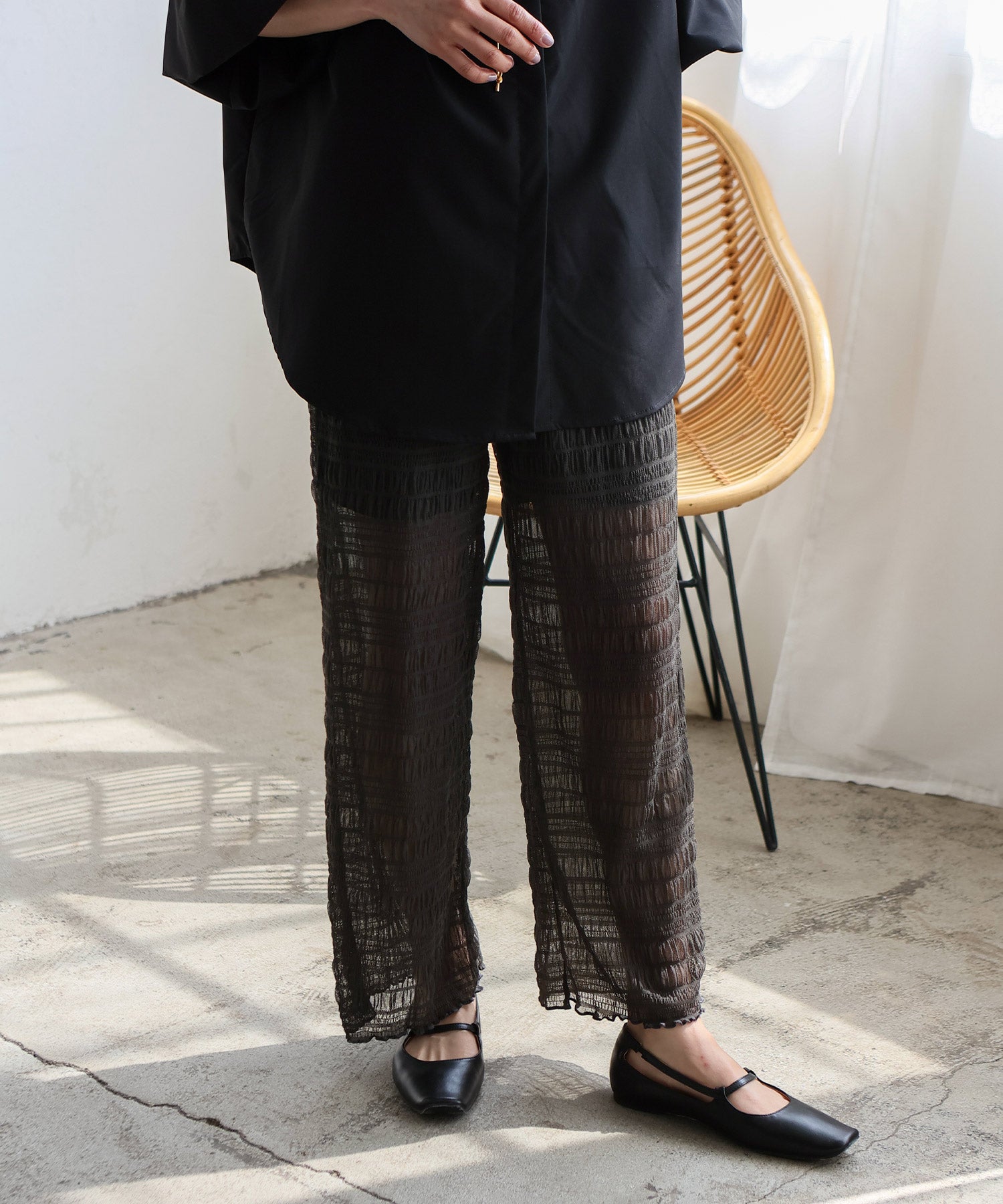 ノールール ノーライン No Rule No Line レイヤード風シアーチュールパンツ （BLACK） BLACK