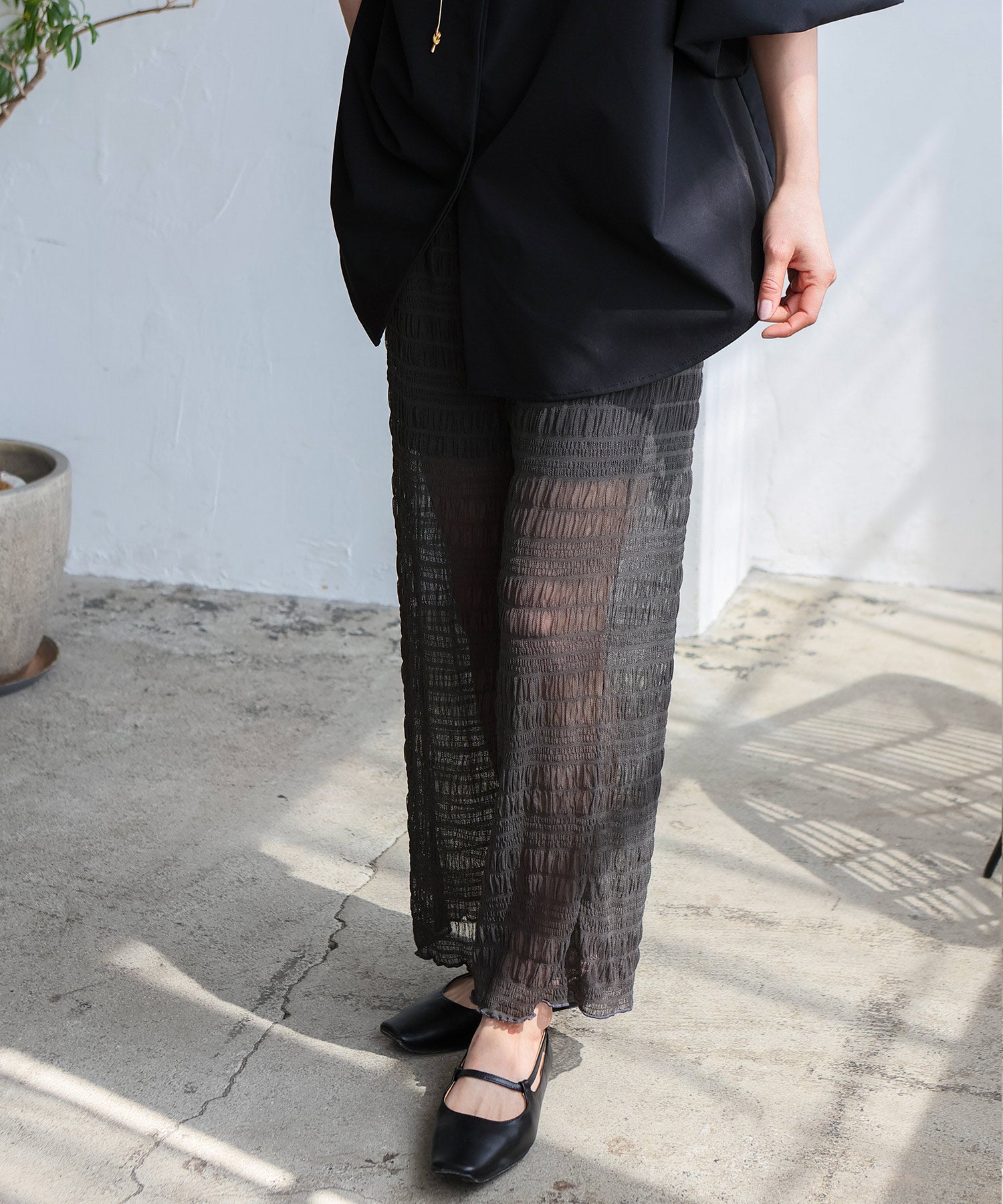 ノールール ノーライン No Rule No Line レイヤード風シアーチュールパンツ （BLACK） BLACK