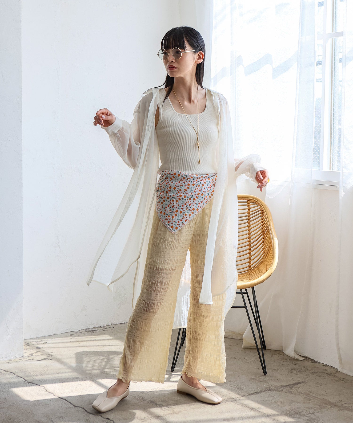 ノールール ノーライン No Rule No Line レイヤード風シアーチュールパンツ （IVORY） IVORY