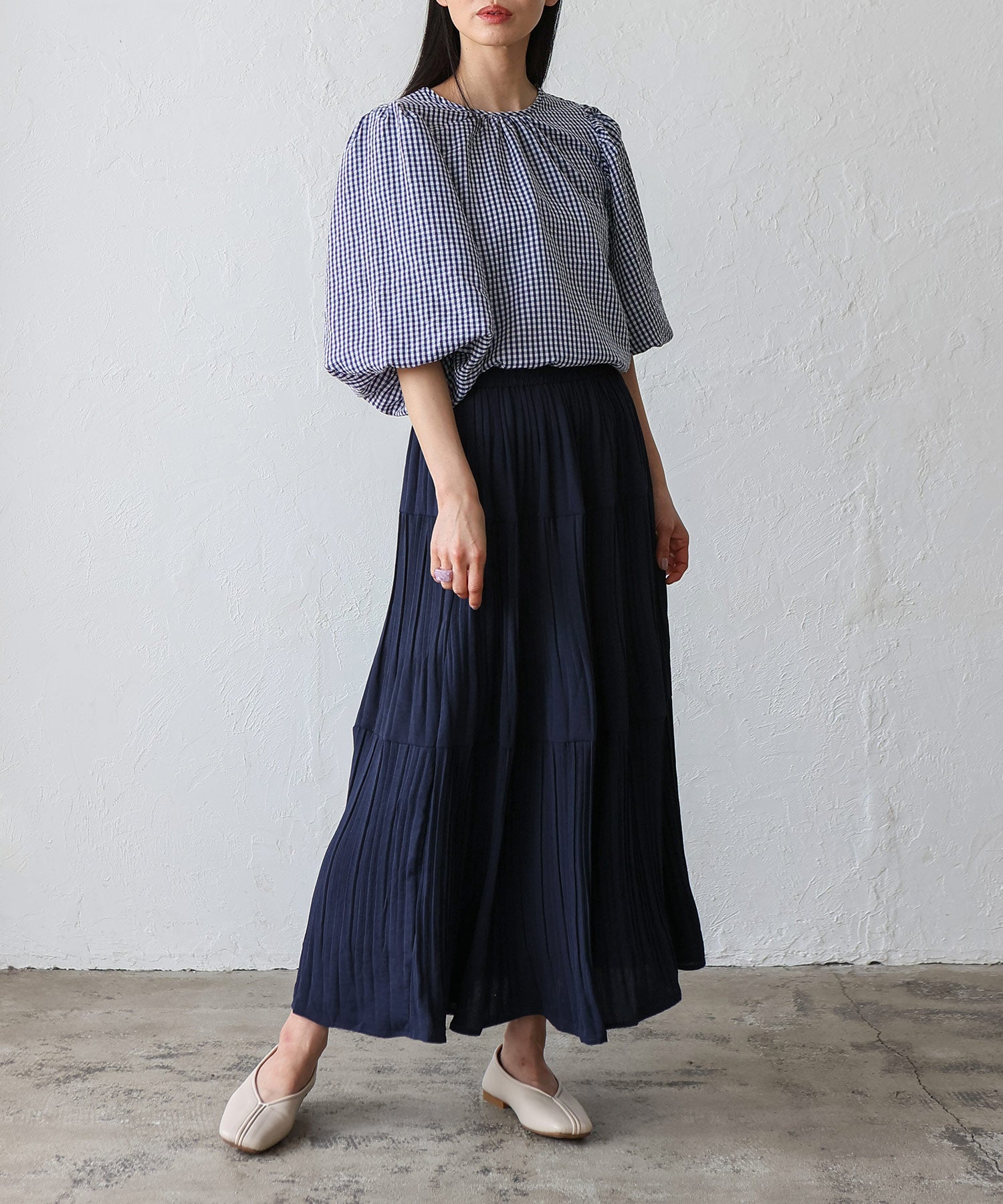 ノールール ノーライン No Rule No Line プリーツティアードマキシスカート （NAVY） NAVY