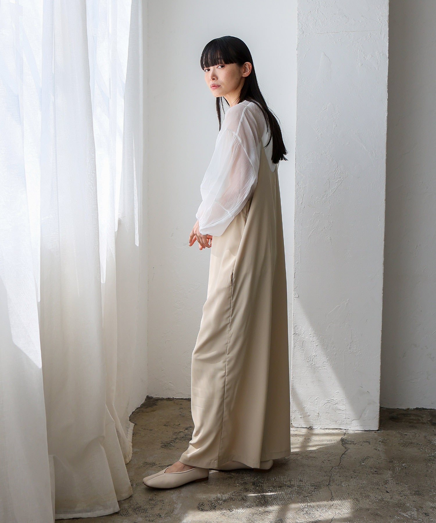 ノールール ノーライン No Rule No Line エアリードレープ キャミソールオールインワン サロペット （BEIGE） BEIGE