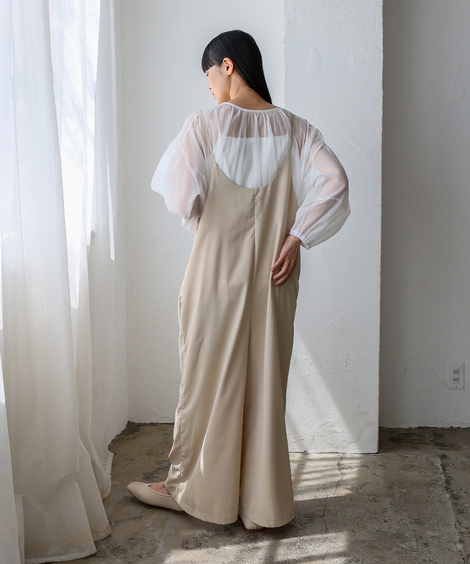 ノールール ノーライン No Rule No Line エアリードレープ キャミソールオールインワン サロペット （BEIGE） BEIGE